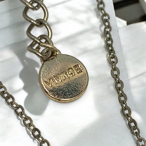 Vivace Gold Tone Station Necklace With Green Bezel Set Stones 34"L With 2.5" Ext - Picture 6 of 6